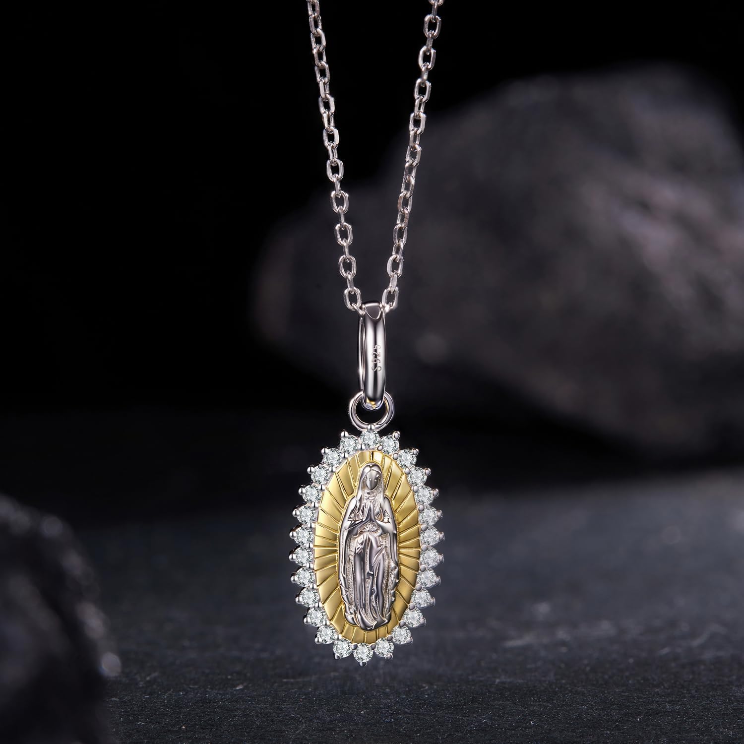 Virgin Mary Pendant Charm, Genuine 925 Sterling Silver Charm, Compatible with Pandora Bracelet, Gift Box Packaging