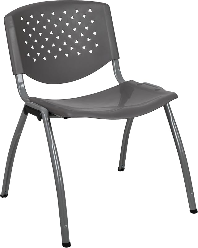 Flash Furniture Hercules Plastic Stack Chair, Gray | Powder Coated, 880 LBS. Weight Capacity
