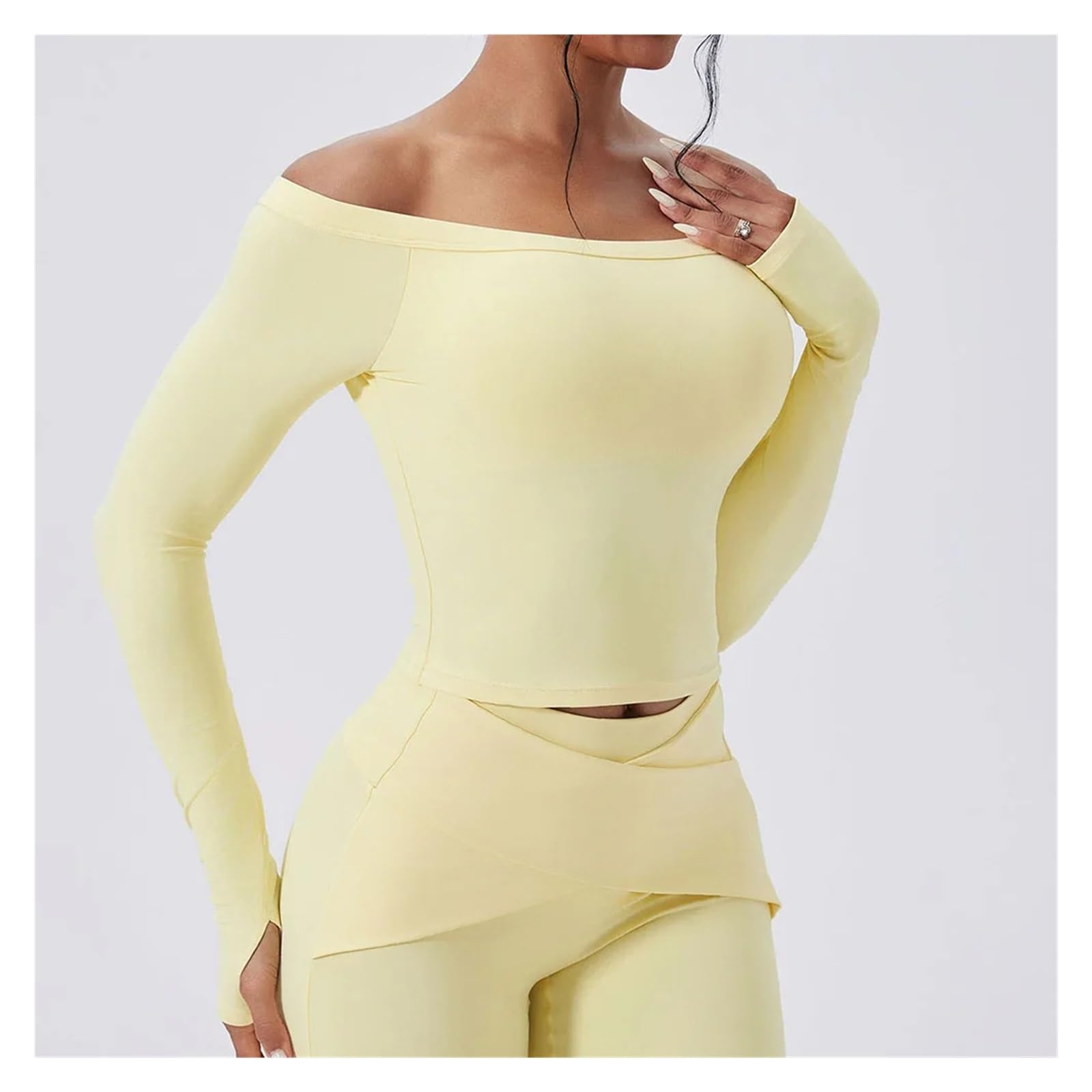 Top Yoga a Maniche Lunghe Donna Camicetta a Maniche Lunghe