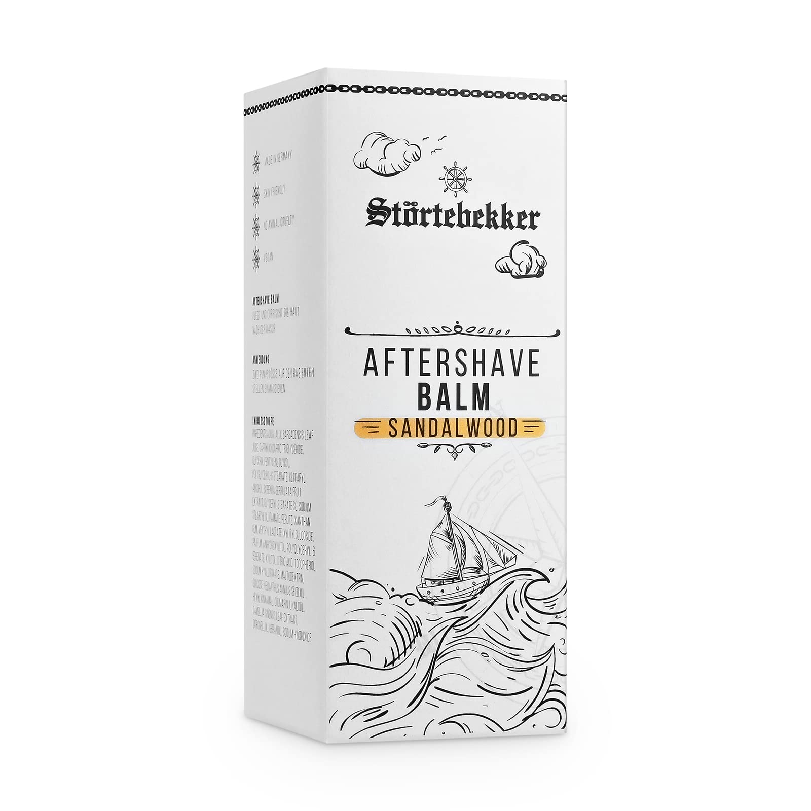 Störtebekker® Premium After Shave Balm - Contro le irritazioni della pelle e le bruciature da rasoio - Cura della pelle dopo la rasatura - Profumo gradevole - Balsamo dopobarba per uomo (Sandalo)