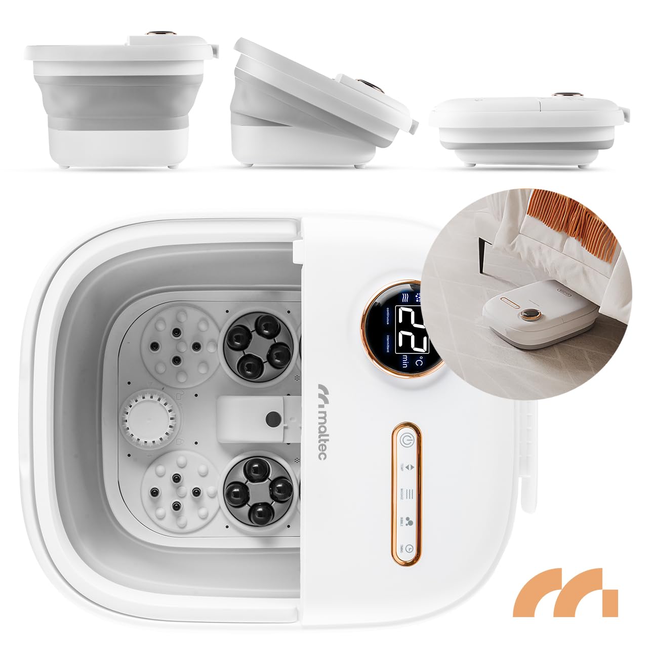MalTec Pro-Hydro500WS masażer do stóp, składany, biały