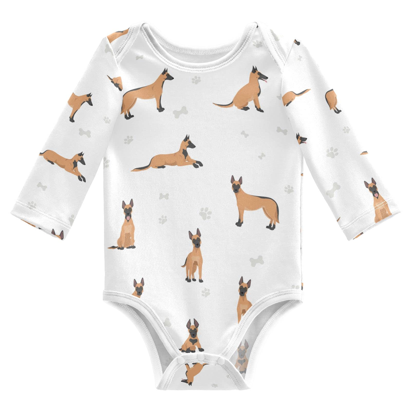 vvfelixlBaby Bodysuits Black Pug White Long Sleeve Cotton Baby Clothes For Boys Girls 0-24 Months