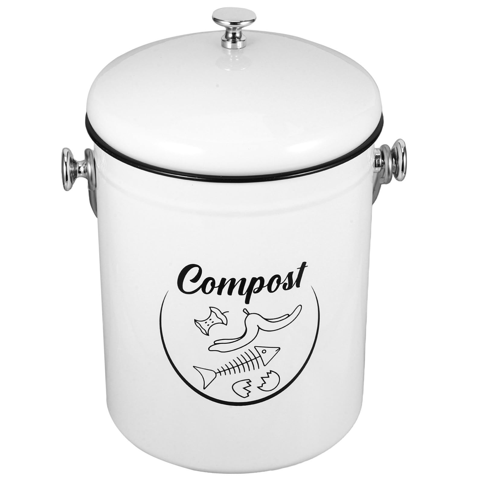 Contenedor de Compost de Cocina 5l Hierro con Tapa para Residuos de Alimentos Hogar Reciclaje Basura Uso Doméstico