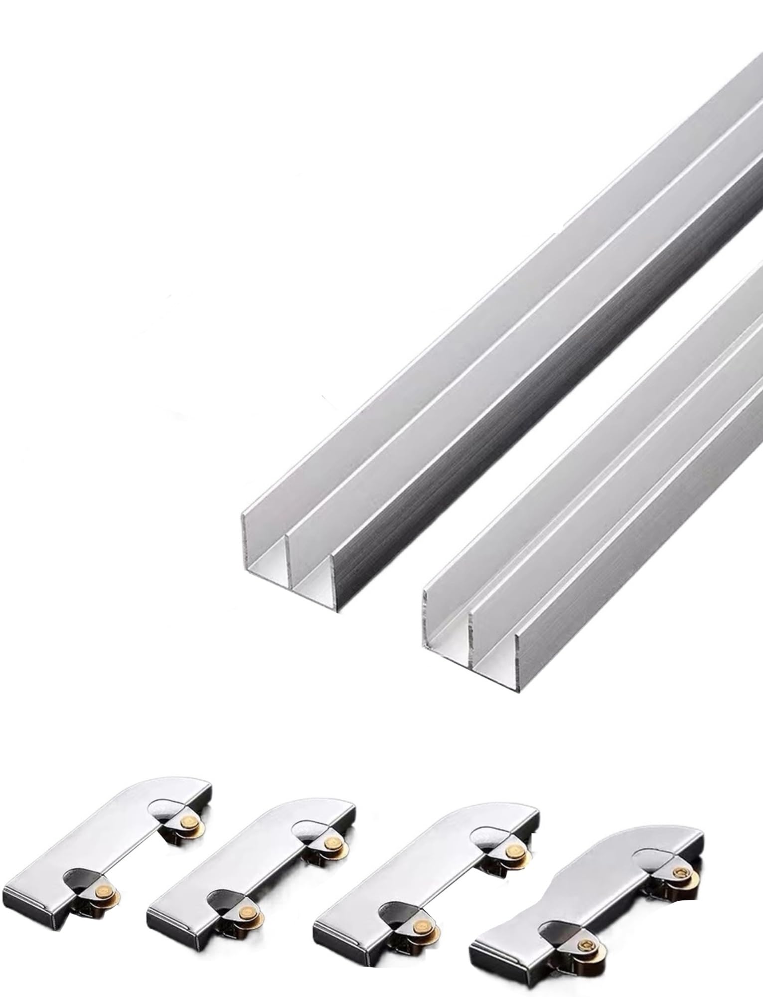 Thickened Double Track Aluminum Alloy Glass Sliding Door Track, 3-5mm Thickness Available, Suitable for Glass Door Acrylic Panel, Easy To Install(90cm)