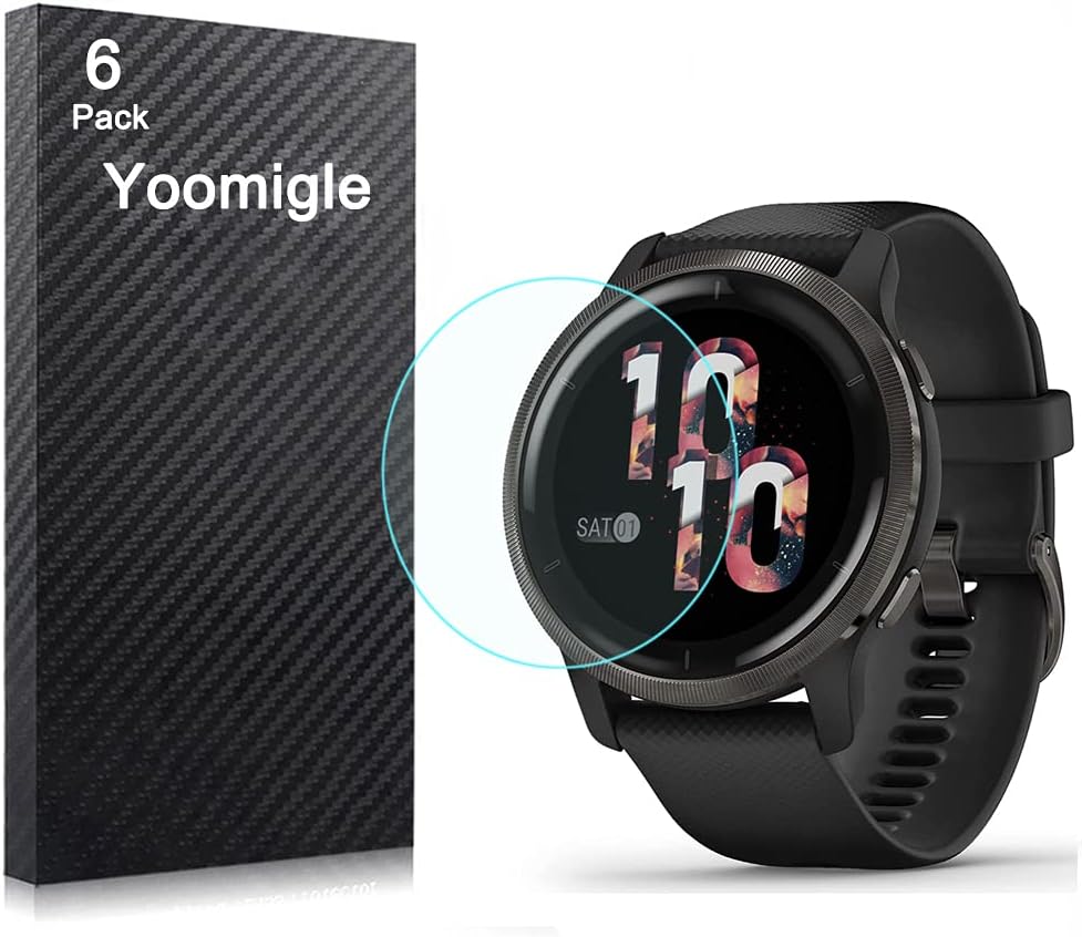 6 Pack Compatible with Garmin Venu 2 Screen Protector Film for Garmin Venu 2 Plus Smart Watch Screen Protectors Foils Screen Cover Crystal Clear HD Anti-Scratch Anti-Fingerprint