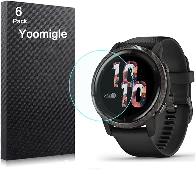 Yoomigle 6 Pack Compatible with Garmin Venu 2 Screen Protector Film for Garmin Venu 2 Plus Smart Watch Screen Protectors Foils Screen Cover Crystal Clear HD Anti-Scratch Anti-Fingerprint