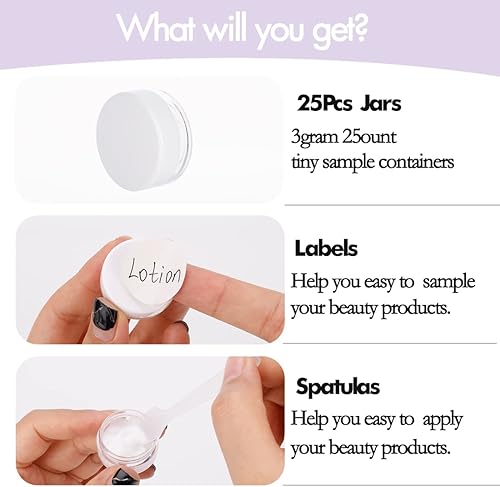 Miniatura 4 de Contenedor de bálsamo labial de 3 g, 25 unidades de pequeños contenedores de maquillaje para viajes con tapas