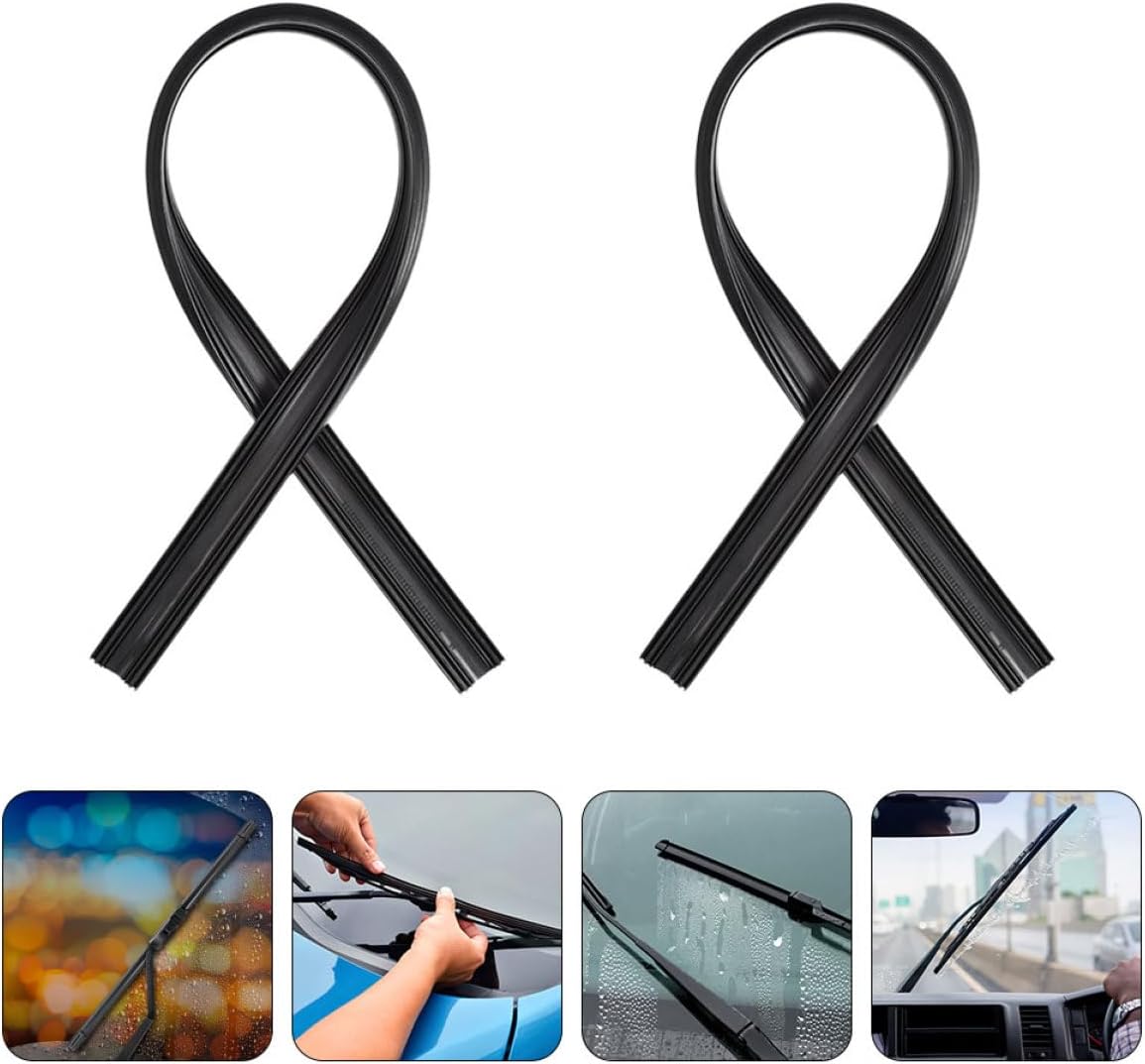 20pcs Flexible No Bone Car Windshield Wiper Refills Rubber Strips 20-inch Replacement for Auto Glass Repair and Maintenance