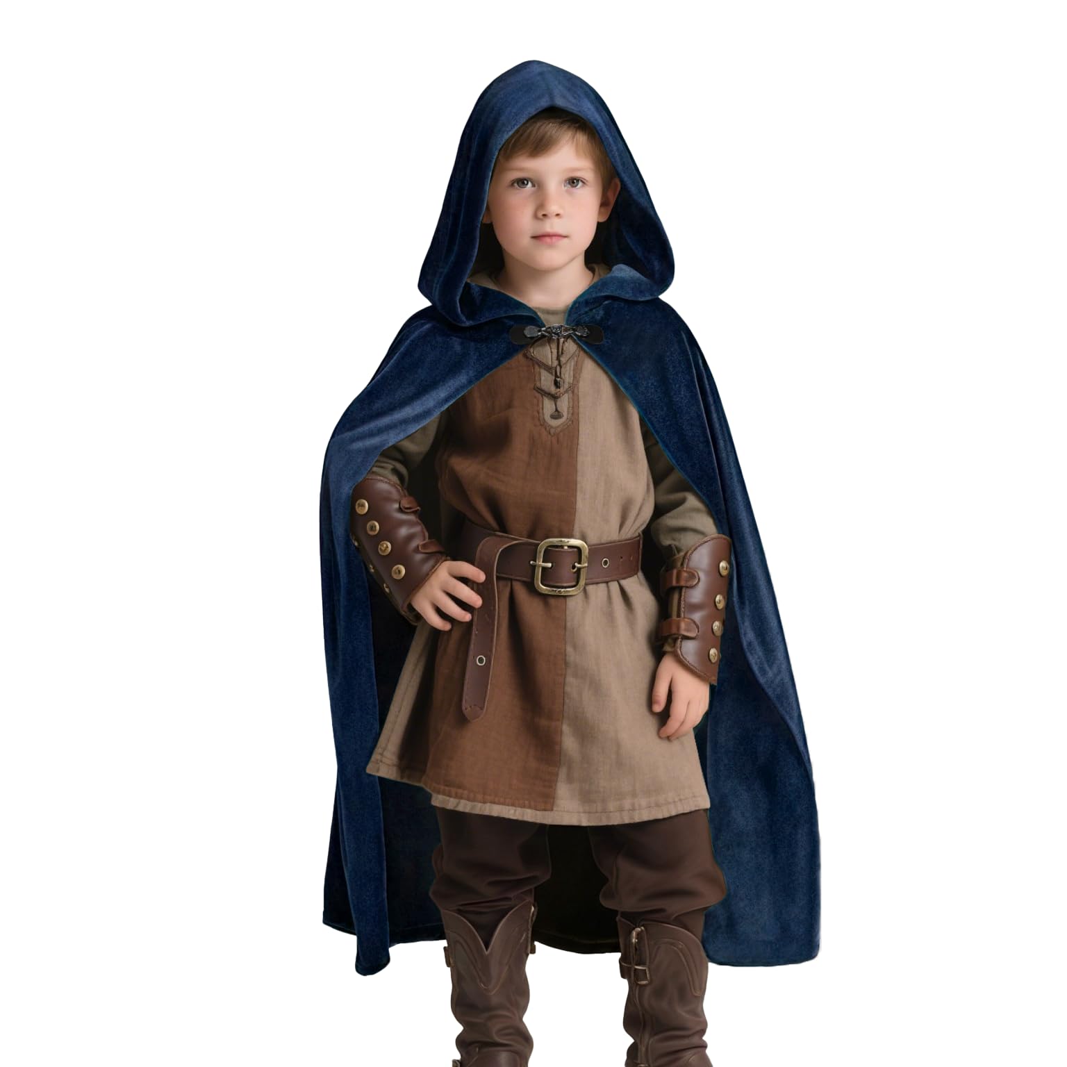 Renaissance Hooded Cape Witch Cloak Medieval for Boys Kids Halloween Costume