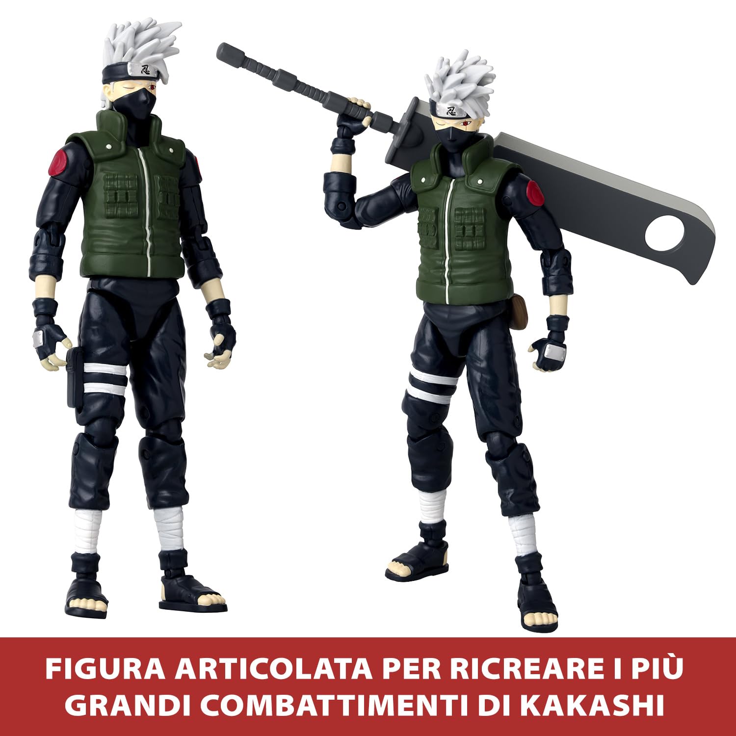 BANDAI - Anime Heroes - Naruto Shippuden - Figurina Manga Anime heroes 17 cm - Kakashi Hatake (Quarta Grande Guerra Ninja) - Figurina Kakashi articolata - Giocattolo per bambini 4 anni e + - 36963