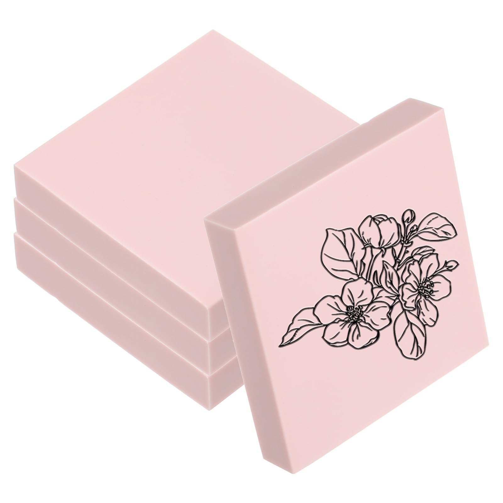 Blocs de caoutchouc PATIKIL 2x2" pour gravure de tampons en linoleum souple art carré rose