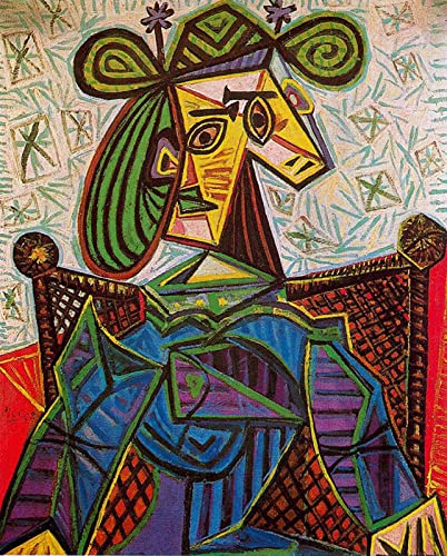 DTAUPREB Pablo Picasso Femme assise dans un fauteuil Peinture par numéros pour adultes et enfants DIY Peinture à l'huile Kits Toile Cadeau