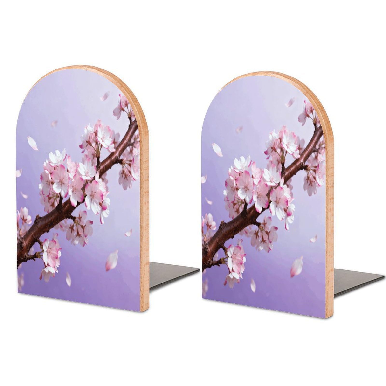Sujetalibros de madera con diseño de ramas de flores para estantes y mesas