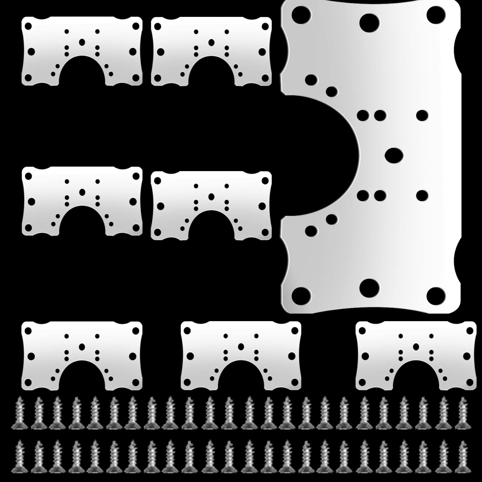Laoju Silver Cabinet Hinge Repair Plate Stainless Steel Flat Fixing Brace Brackets Concealed Hinge Repair Plates Kit Cabinet Brackets Suitable For Kitchen Cupboard Furniture Window Door, 8Pcs With 48Screws