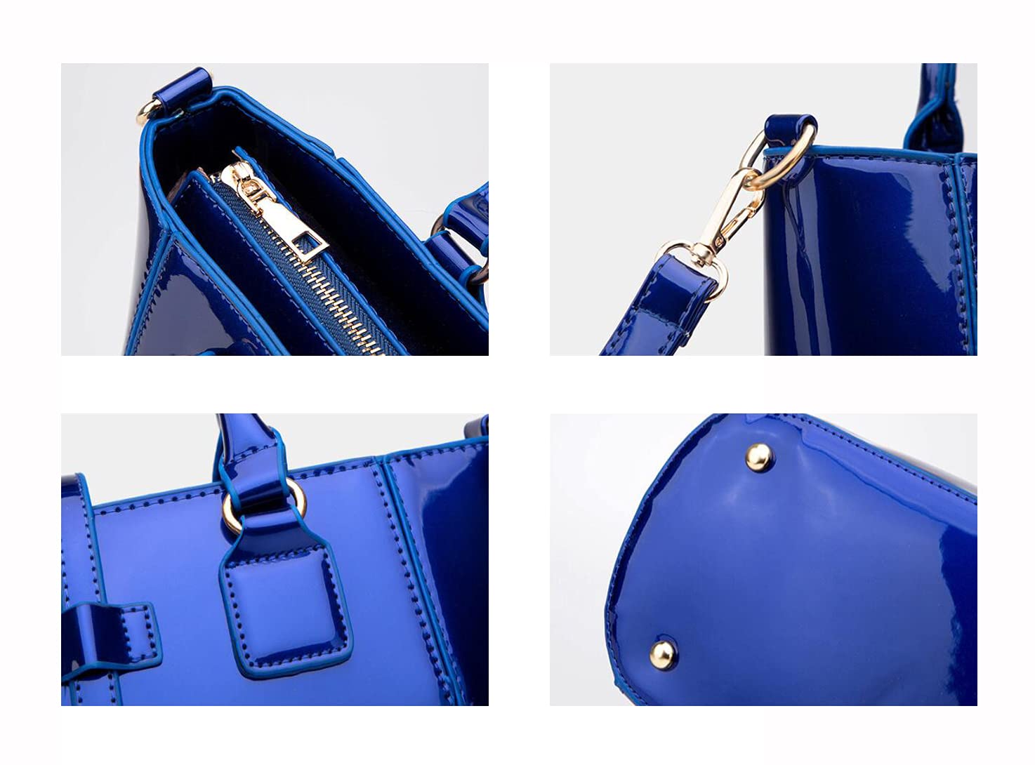 YAQUNICER, Bolsos de Mujer Gran Capacidad Charol Moda, 3 uds Bolso mano bandolera mochila, Cremallera Carteras y clutches