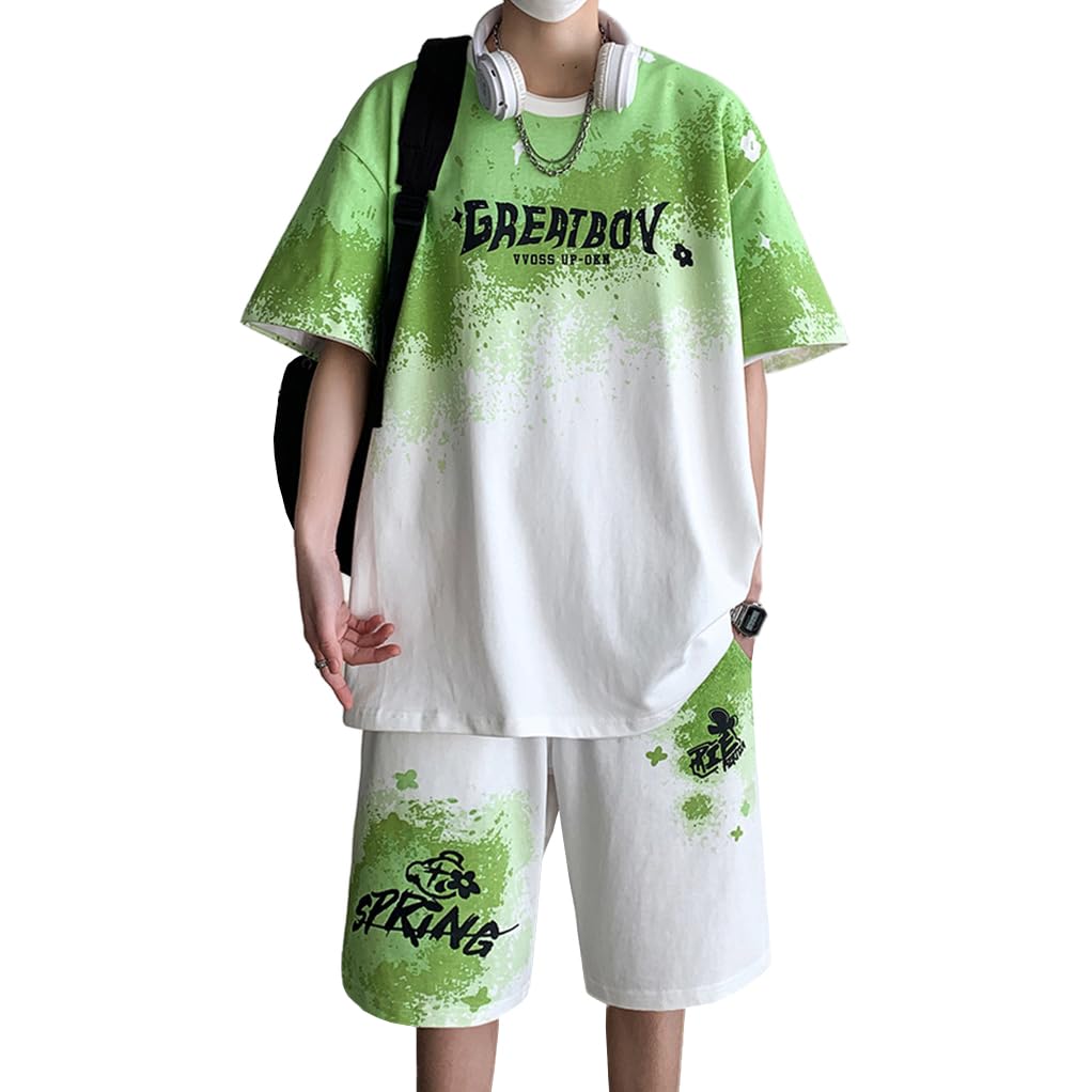 on グラデーション Tシャツ＆ショートパンツ セット Amazon.co.jp: 夏服 メンズ グラデーション セットアップ スウェット