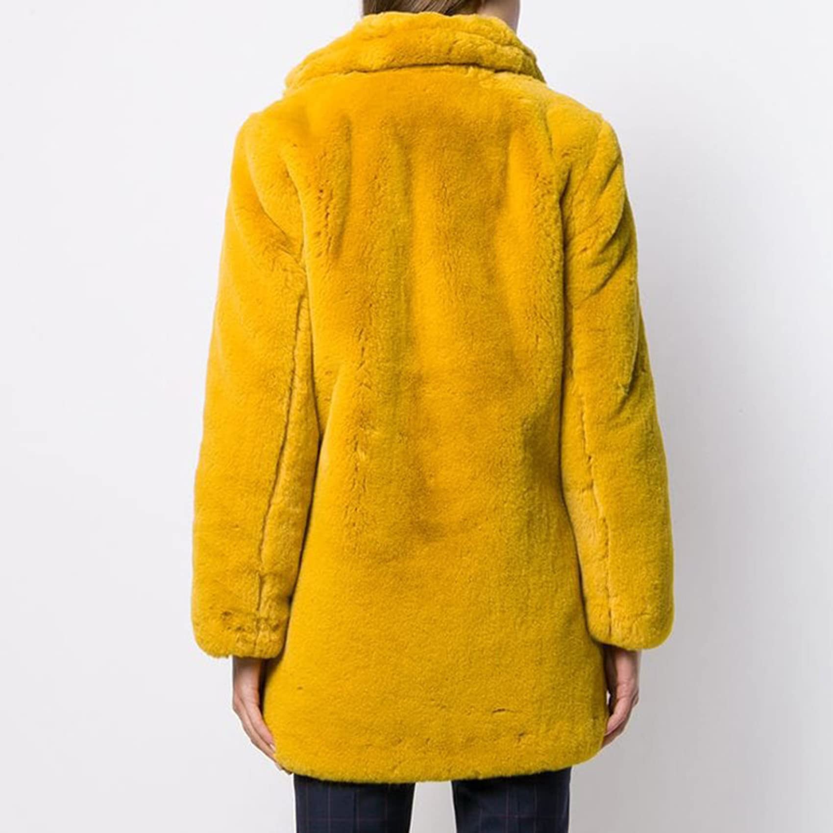 Manteau Mi-Long en Fausse Fourrure pour Femme Manteau Chaud en Laine d'agneau Souple en Molleton