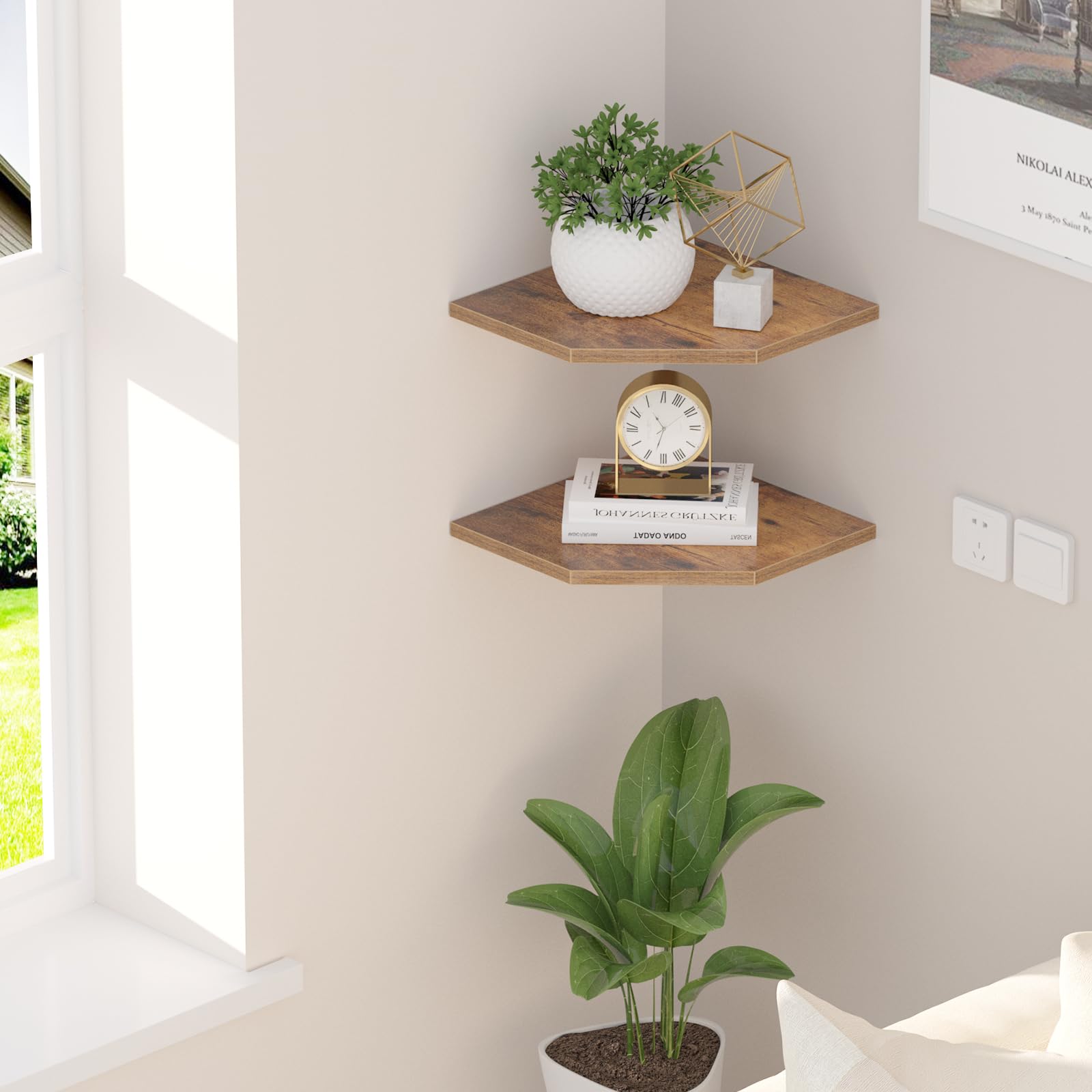 Amazon.com: JJL Corner Wall Shelf, 10.4 Inch Wooden Corner Shelves