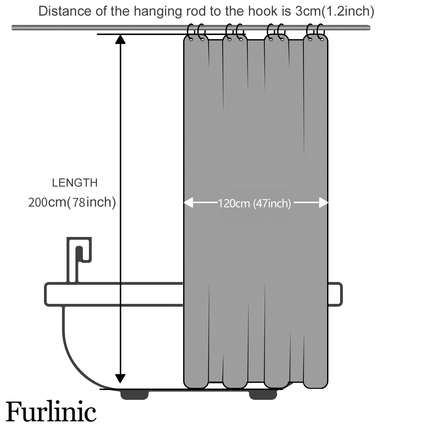 Tenda Da Doccia In Poliestere 120x200 Cm - Impermeabile, Anti-Muffa, Con 8 Ganci, Bianco - Foto 6