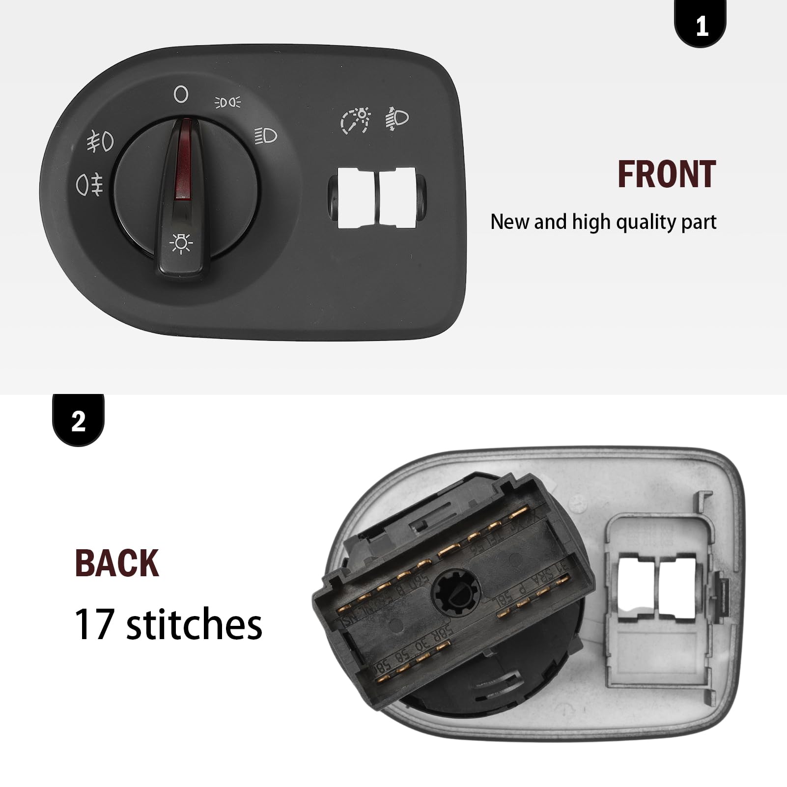 Interruttore Fari per Seat Ibiza 4 6j 2008-2015, Interruttore Pulsante Controllo Interruttore Deviatore luci Fendinebbia Ibiza IV OE 6J1941531J 6J1941531A 6J1941531AL