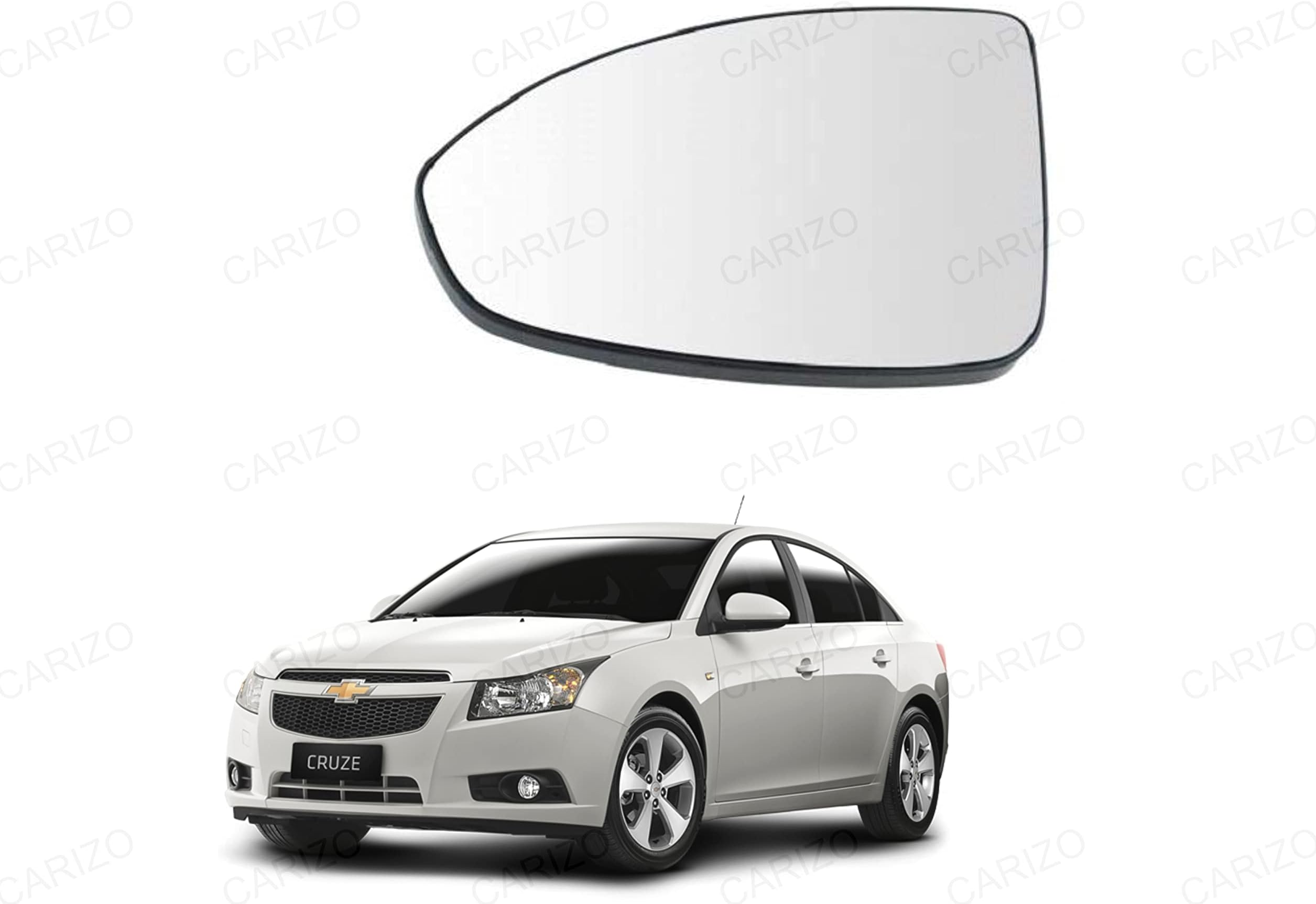 CARIZO Rear View Mirror Glass, Left Passenger Side, Compatible with Chevrolet Cruze (2009-2015)