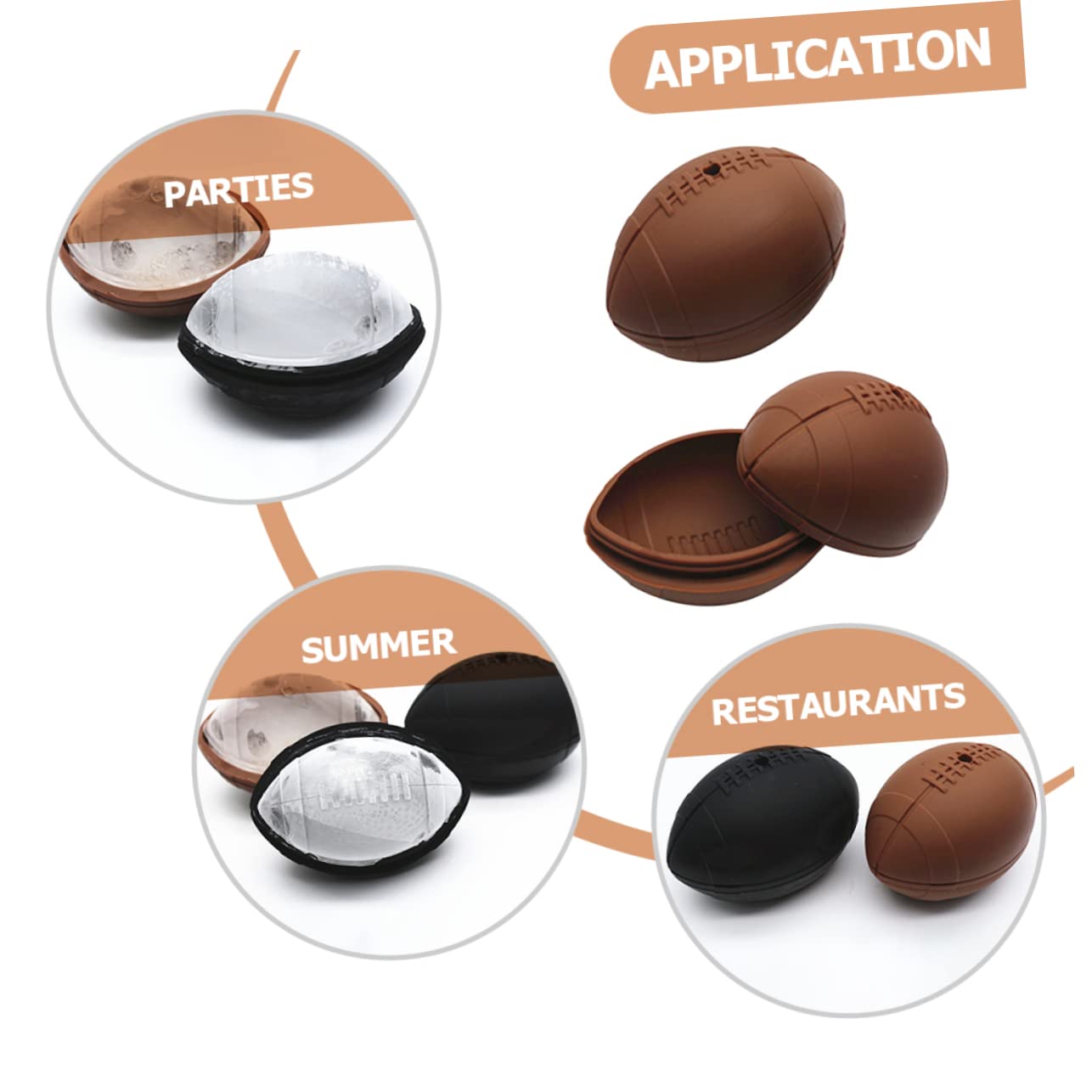 Amosfun 4 Sätze Rugby-eiswürfelschale Eiswurfel Behälter Eiswürfel Behälter Eiswürfelform Eiswürfelbereiter Flexible Silikonform Antihaft-eisform Kieselgel Light Brown 2 Stück * 4