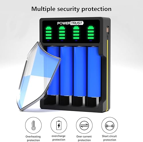 Miniatura 8 de Cargador de batería universal LED de 4 ranuras para 18650 26650 22650 21700 20700 18500 18350 17670 17500 16340 (RCR123) 14500 14430 10440 AA AAAA