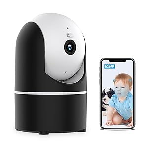 Indoor Smart Home Security Camera with Starlight, 1080p HD Pet Camera with Phone App,2.4GHz with Night Vision,Baby Monitor with Motion Detection,Auto Tracking, SD Card &Cloud Storage, Works with Alexa