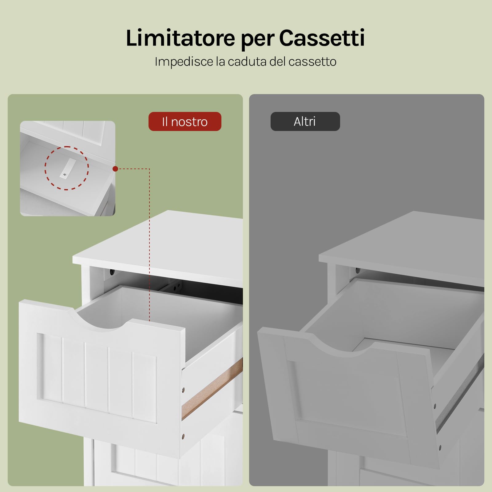 WOLTU Mobile da Bagno, Mobiletto Bagno Salvaspazio, con 4 Cassetti, 30 x 30 x 82 cm, Armadio Autoportante, per Sala da Pranzo, Cucina, Stile Moderno, Bianco BZS07ws
