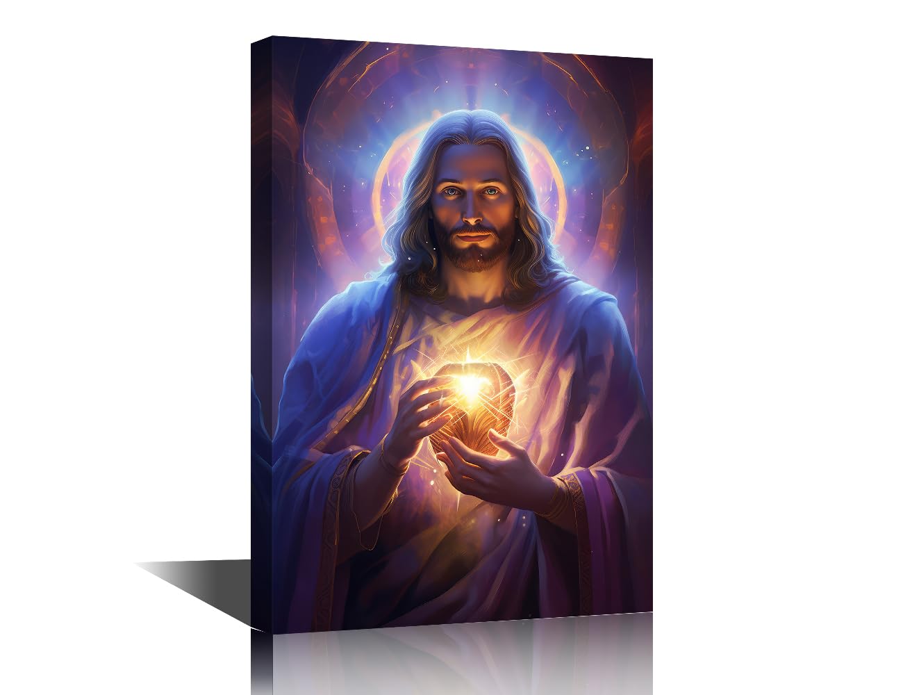 Jesus and His Heart Canvas Wall Art for Living Room Jesus Love Home Decor Savior of Mankind HD Printed Posters Artwork for Bedroom Office Wall Art Painting Pictures Ready to Hang (16''Wx 24''H)