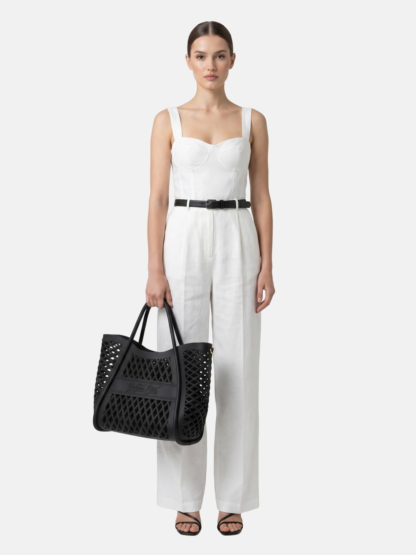 MARC ELLIS Borsa a Mano Donna Vegan Leather Nero - Chiusura Zip e Manici 39x40x21.5 cm Nero e Oro chiaro