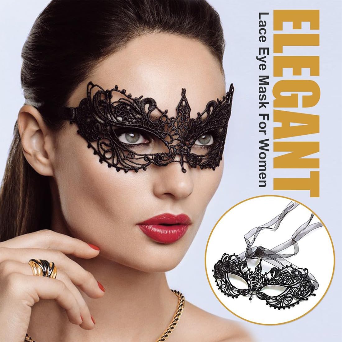 Máscaras Venecianas De Encaje - 4 Antifaces De Carnaval Y 2 Collares Para Noche De Máscara, Mujer Y Hombre