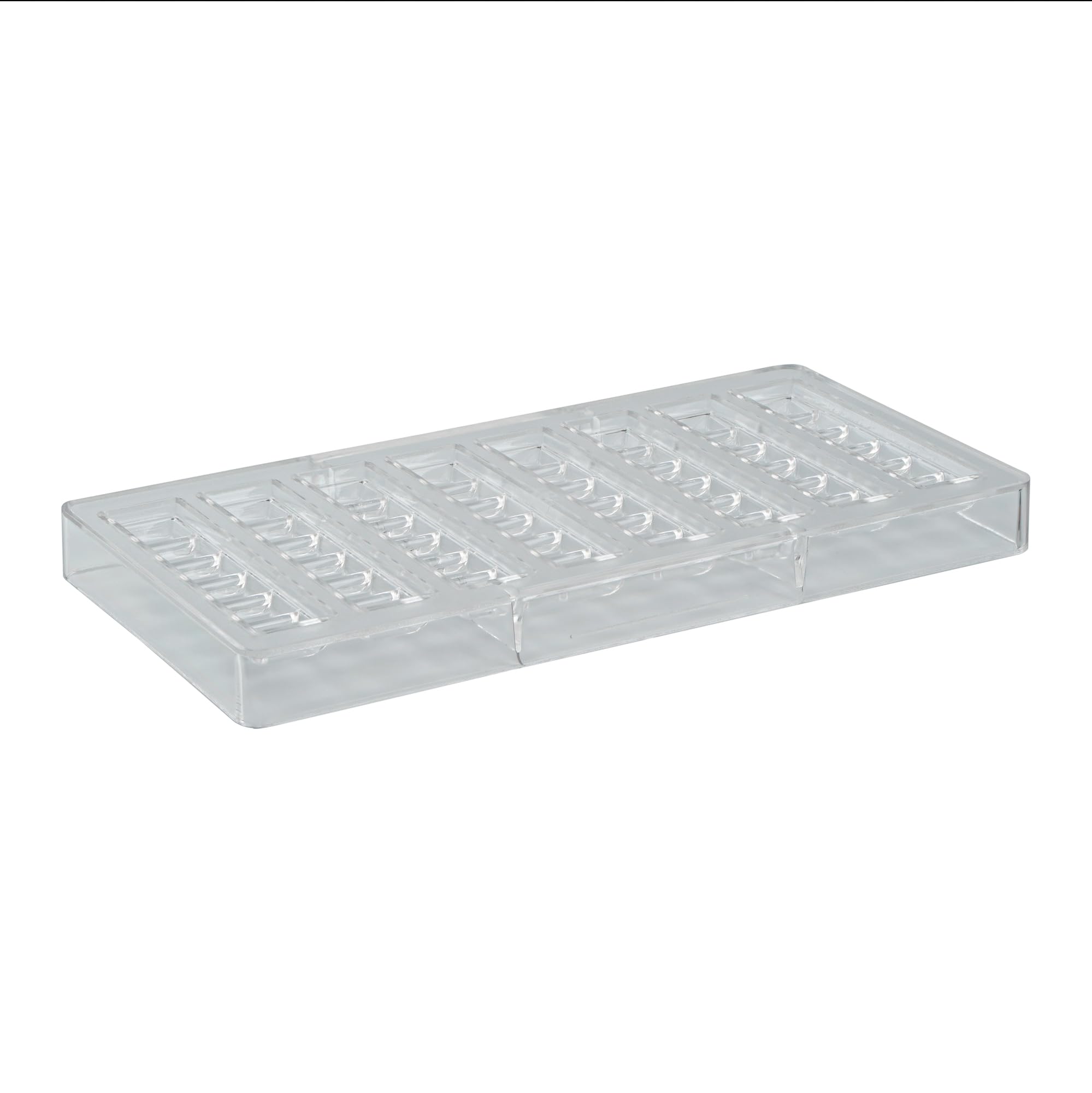 Pastry Tek - Molde de barra de chocolate de 10.8 x 5.3 pulgadas, 1 molde de chocolate lavable en lavavajillas, 8 cavidades, congelable, molde de policarbonato transparente para caramelos, para barras