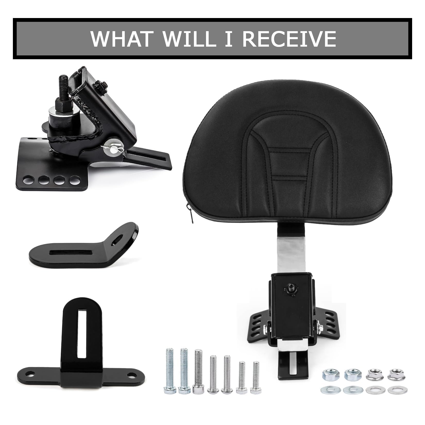 PSLER Schienale Guidatore Plugin Cuscino Schienale Pilota Regolabile Sissy Bar per Touring 1997-2022 con Una Base Scanalata(Cromato)