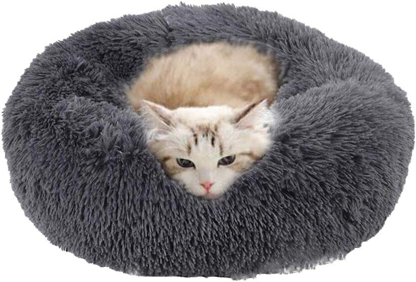 Cozywind Round Plush Dog Cat Bed, Plush Donut Pet Bed Warm Cuddler