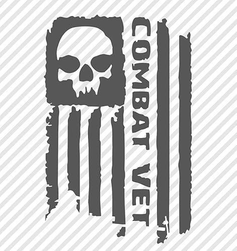 Adhesivo con diseño de calavera y bandera de combate, veterano, ejército de los Estados Unidos, para automóvil, camión, ventana, laptop, parachoques