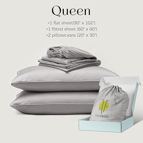 Miniatura 7 de MURT Juego de sábanas tamaño Queen, 100% viscosa de bambú, 400 hilos, refrescantes y suaves como la seda, certificado Oeko-TEX, bolsillo profundo