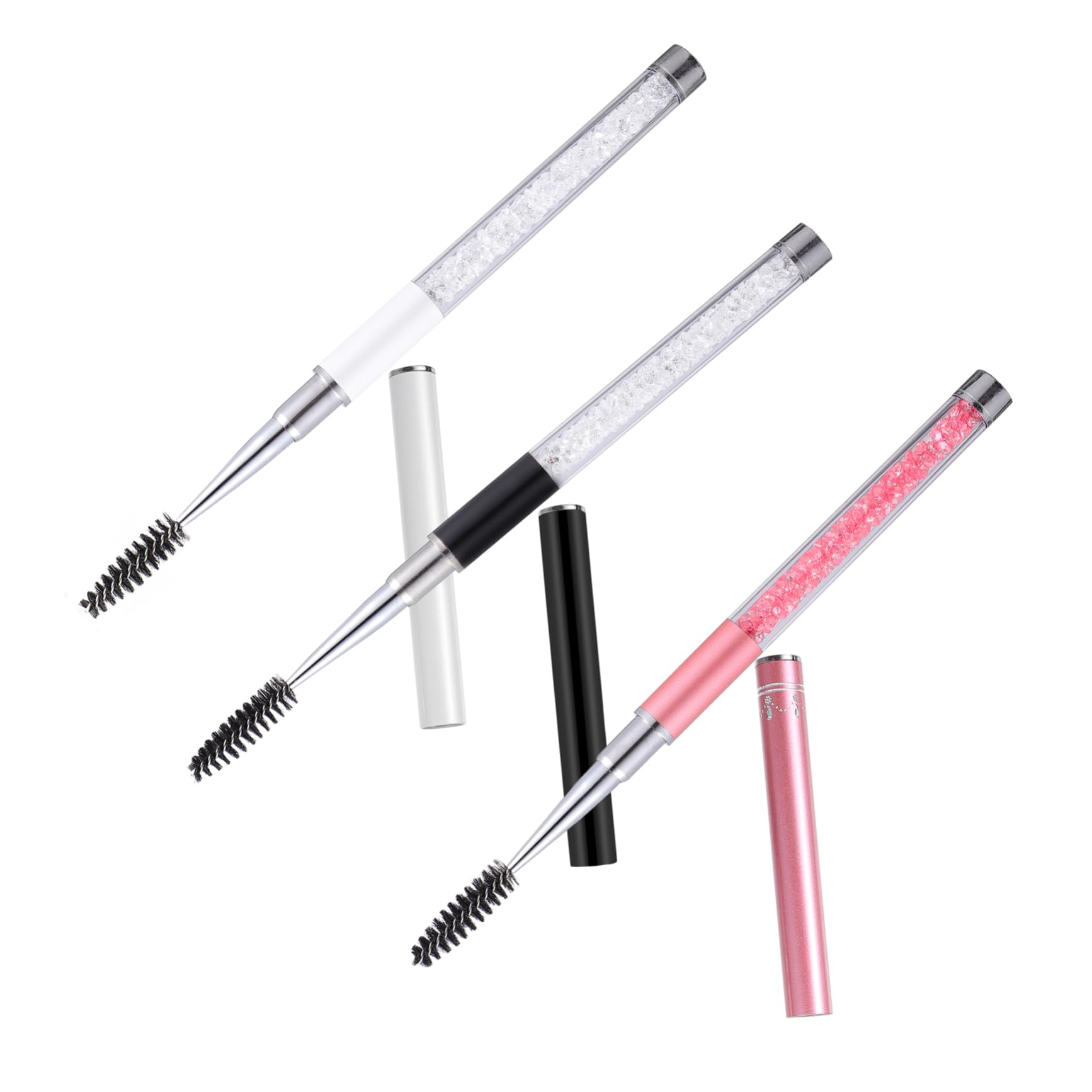 Beatifufu Mini Eyebrow Lash Brush Kit 3pcs Mascara Wands with Screw Eyelash Brush Portable for Daily Travel Use