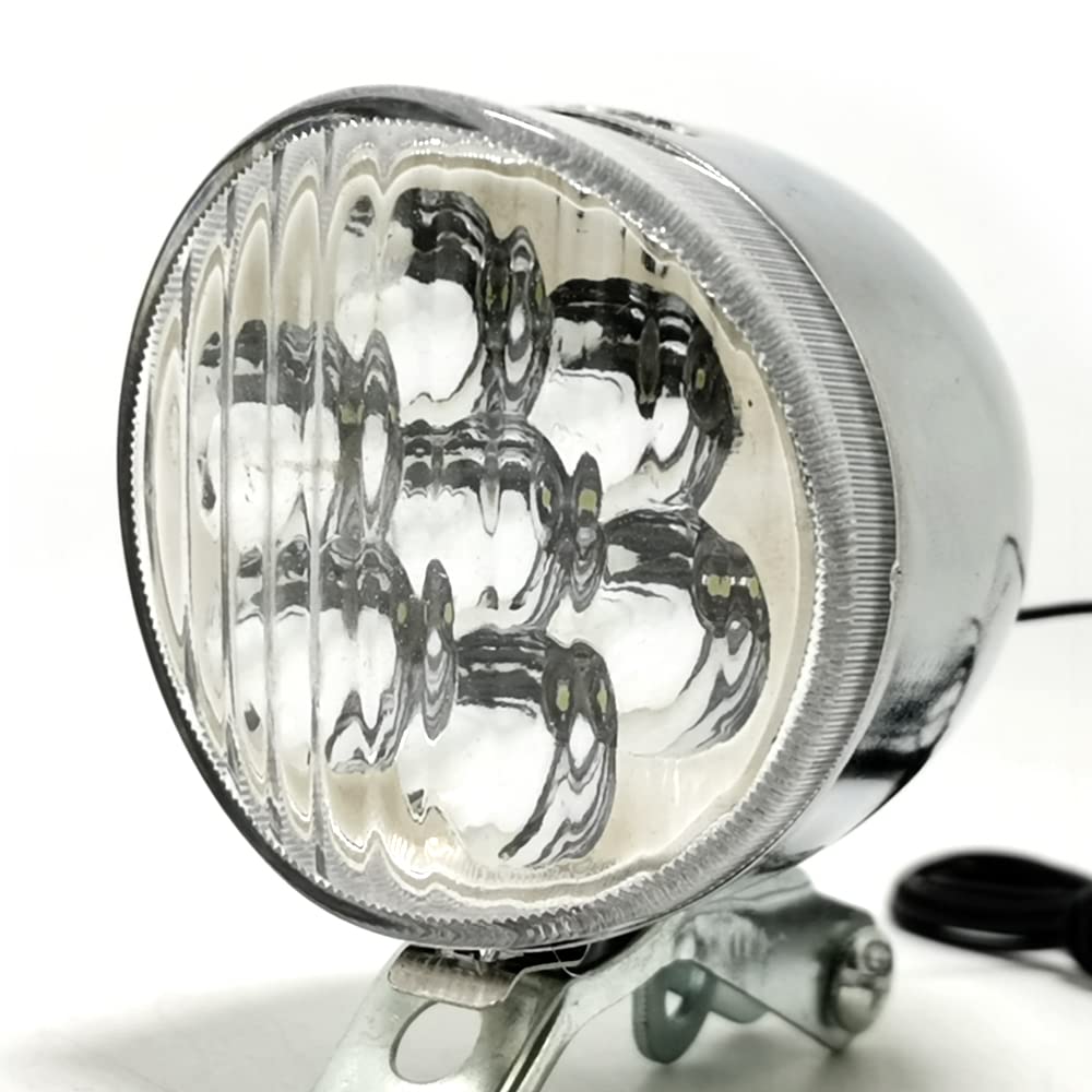 Faro per Bicicletta a 7 LED, Stile retrò Classico, Faro Anteriore per Bicicletta, Luce di Sicurezza fendinebbia Anteriore.