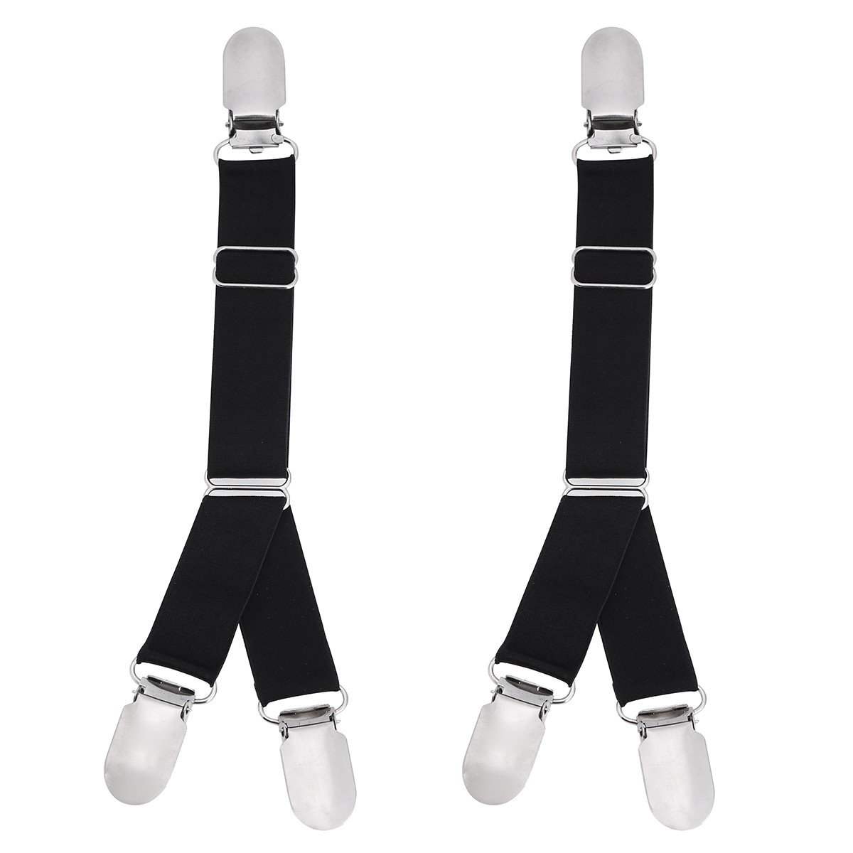 Tiaobug Men's Y Style Unisex Elastic Adjustable Garter Belts Shirt Stays Holder Socks Fastener Suspender With Duck Mouth Clip 2Pcs