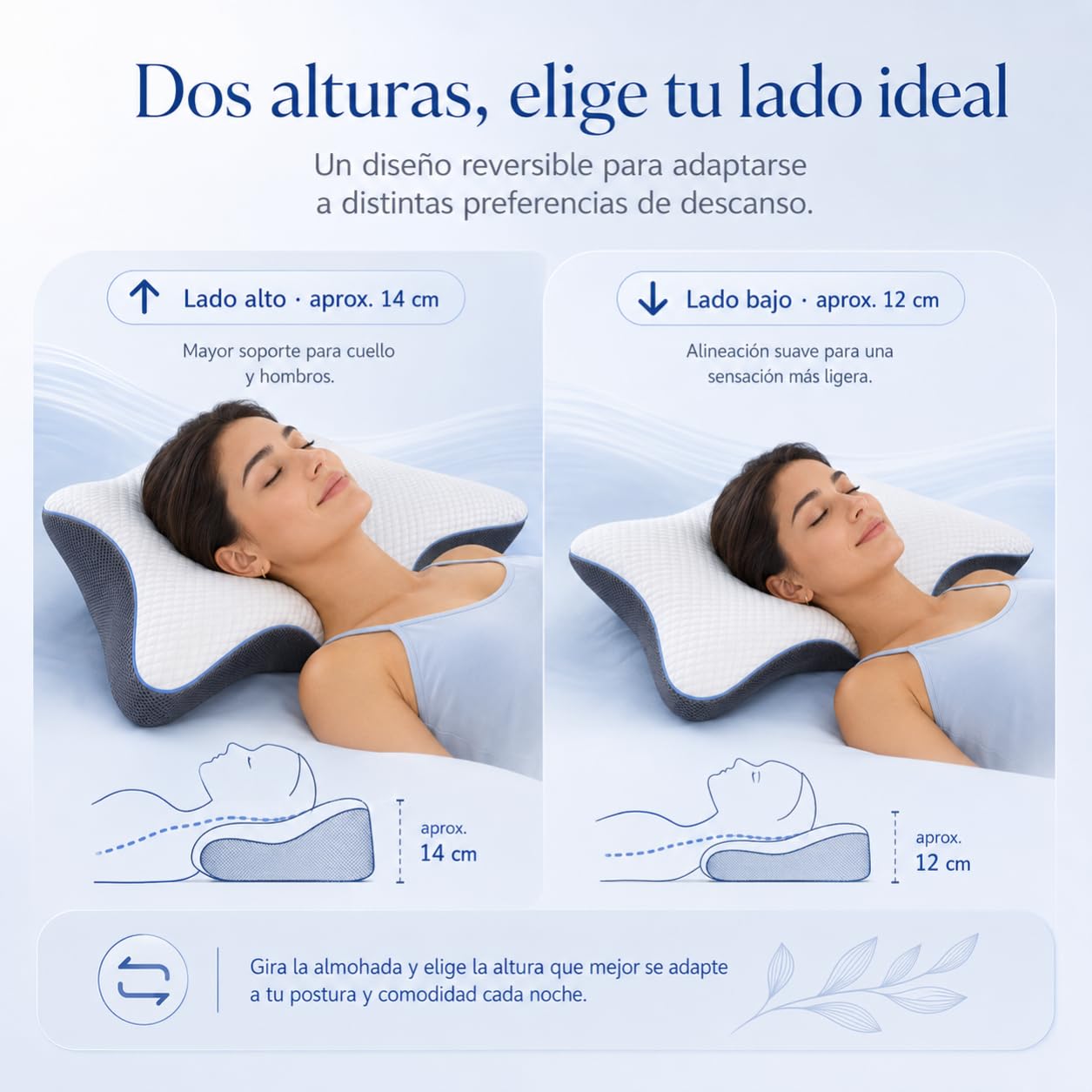 Genérico Almohada Cervical Ergonómica de Espuma Viscoelástica, Cojín de Mariposa para Dormir de Lado, Boca Arriba y Boca Abajo (C)
