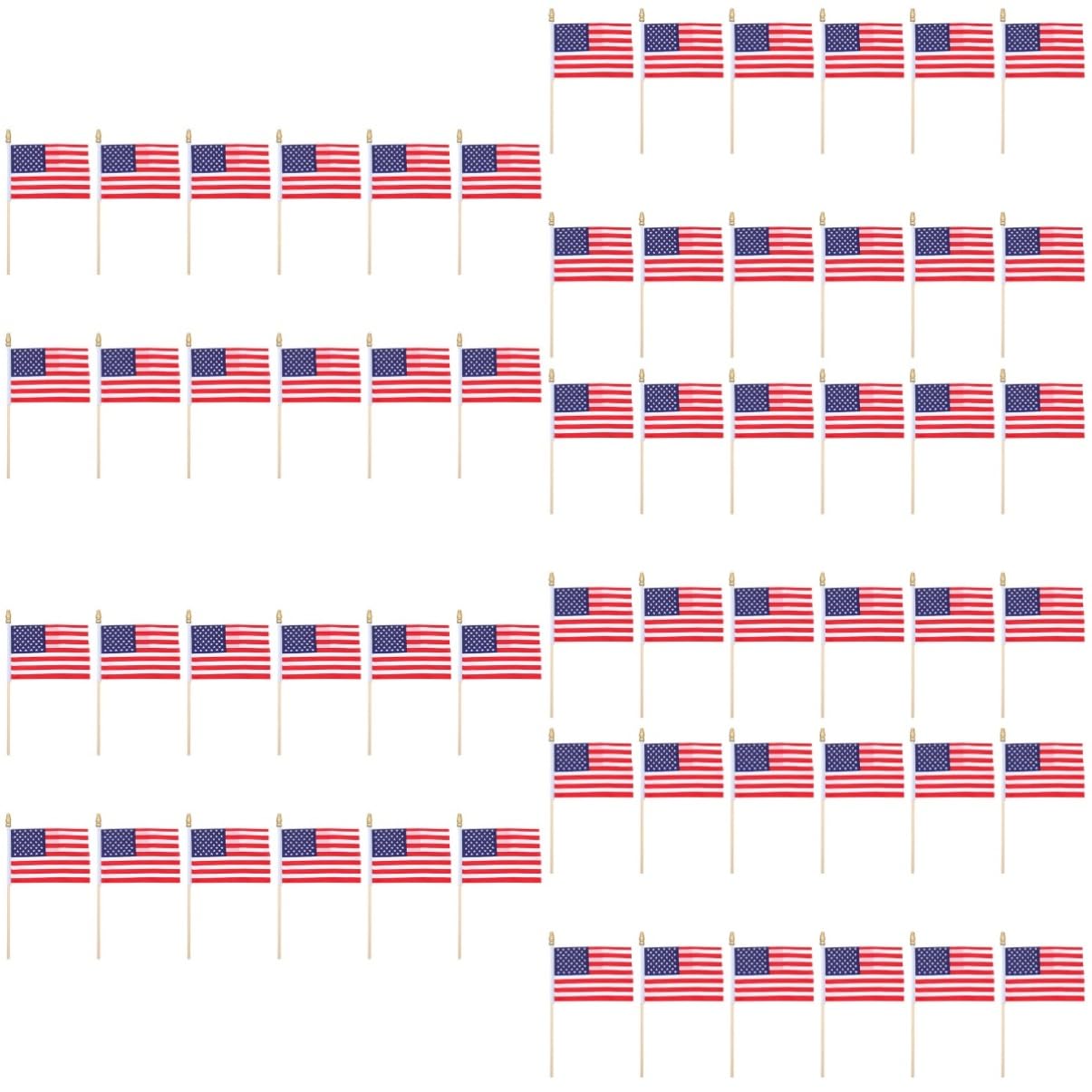 Drapeaux américains du 4 Juillet en bois - Décoration de table fête 60 pcs