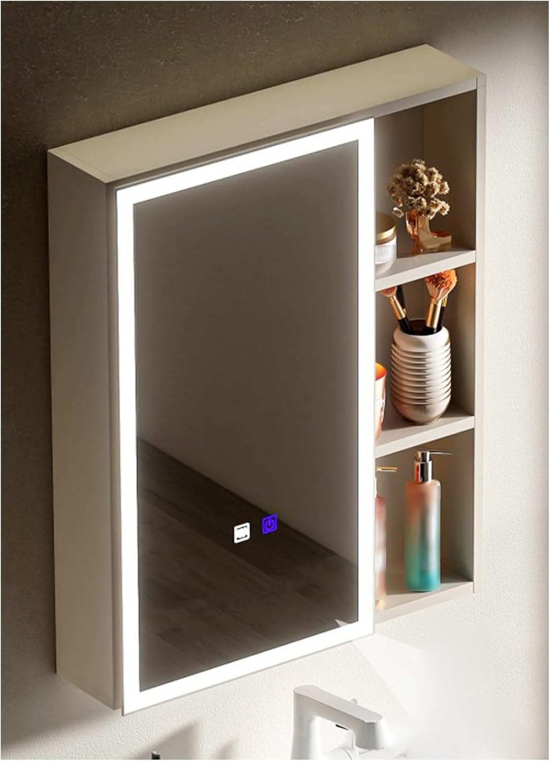 Amazon.com: Aluminum Bathroom Medicine Cabinet, Small Bathroom Mirror Cabinet with LED Light ...