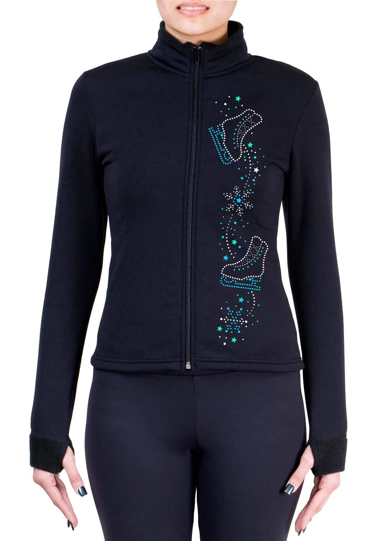 NY2 SPORTSWEAR Figure Skating Polartec Polar Fleece Jacket with Spangles JS108 - Adult Sizes - (Adult Large)