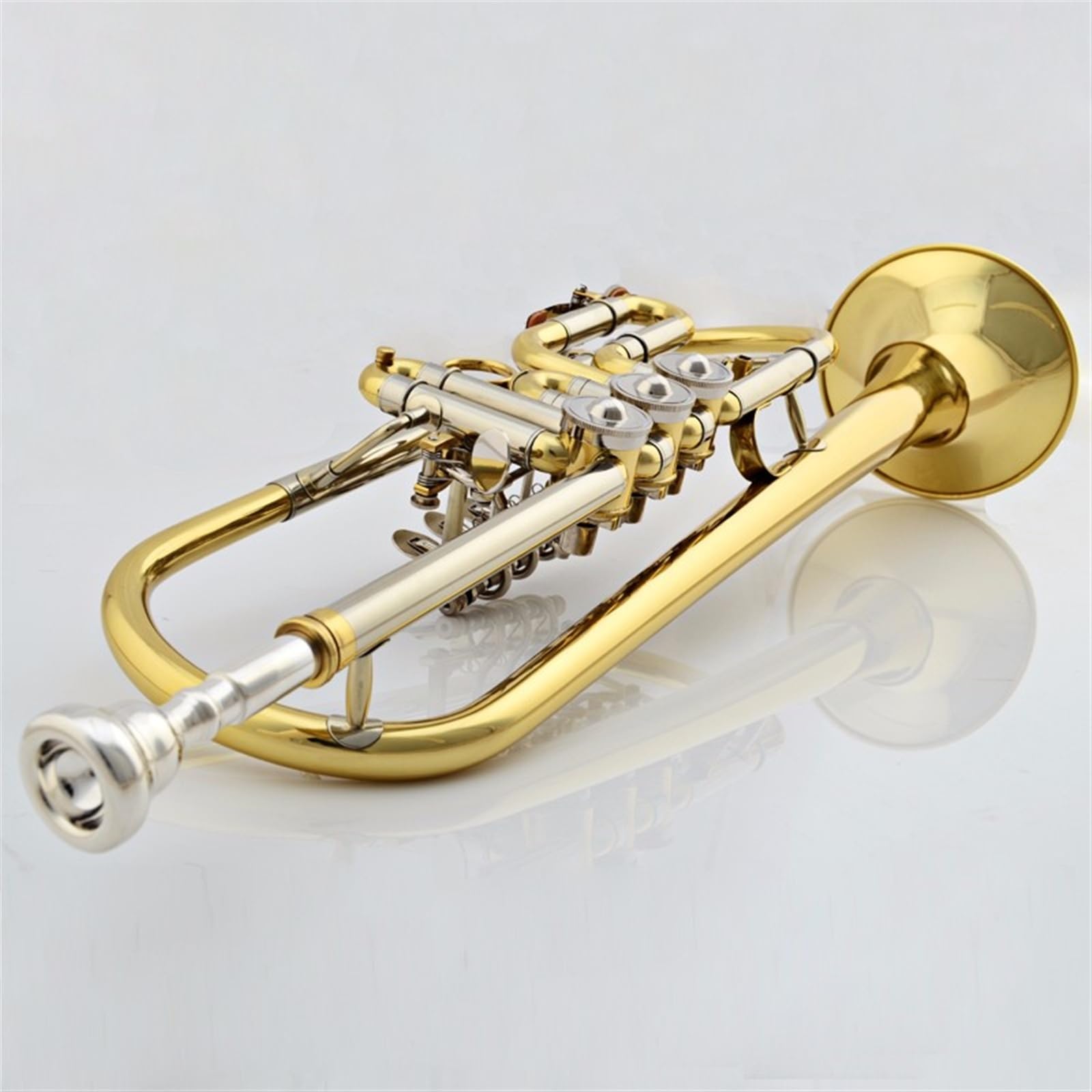 Standard Trompeten B-Trompete Instrument Flachton-Trompete Dreiknopf-Blasinstrument Messing Langlebiger Edelstahl