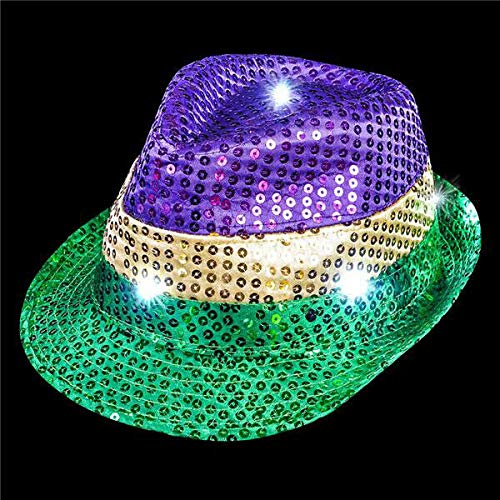 The Electric Mammoth LED Light Up Flashing Fedora and Bow Tie Combo (Mardi Gras)