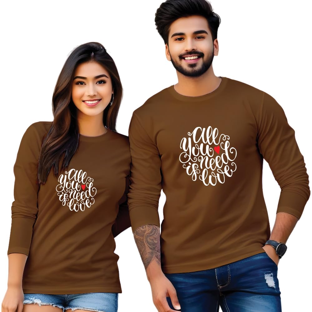 Couple T Shirts for Couple Pre-Wedding Tshirts for Couple Matching Dress-Couple Tshirt Combo- Regular Fit Cotton Round Neck Half Sleeve (cus-Couple-allyouneed)