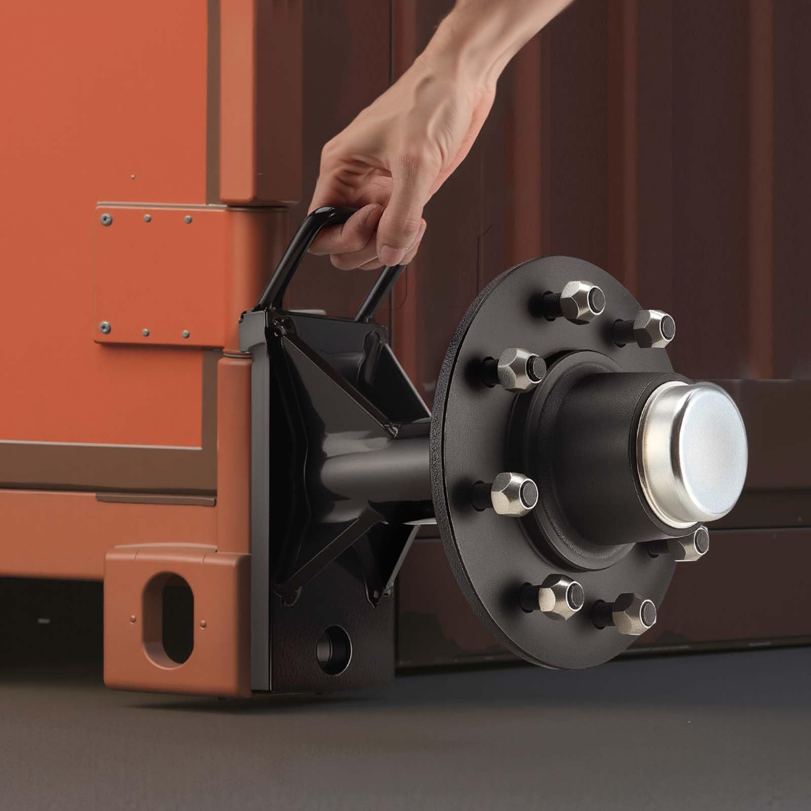 VEVOR Ruedas para Contenedor de Envío, Juego de 8 Orificios, Eje Resistente con Correa de Amarre de Trinquete, Capacidad Movimiento 6 a 12 m, Transporte Seguro para Muelle, Almacén y Obra, Negro