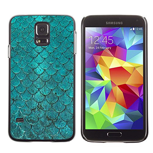 LASTONE PHONE CASE / Carcasa Funda Prima Delgada Slim Casa Carcasa Funda Case Bandera Cover Armor Shell para Samsung Galaxy S5 SM G900 / Cool Teal Iridescent Scale Pattern Fish Tropical
