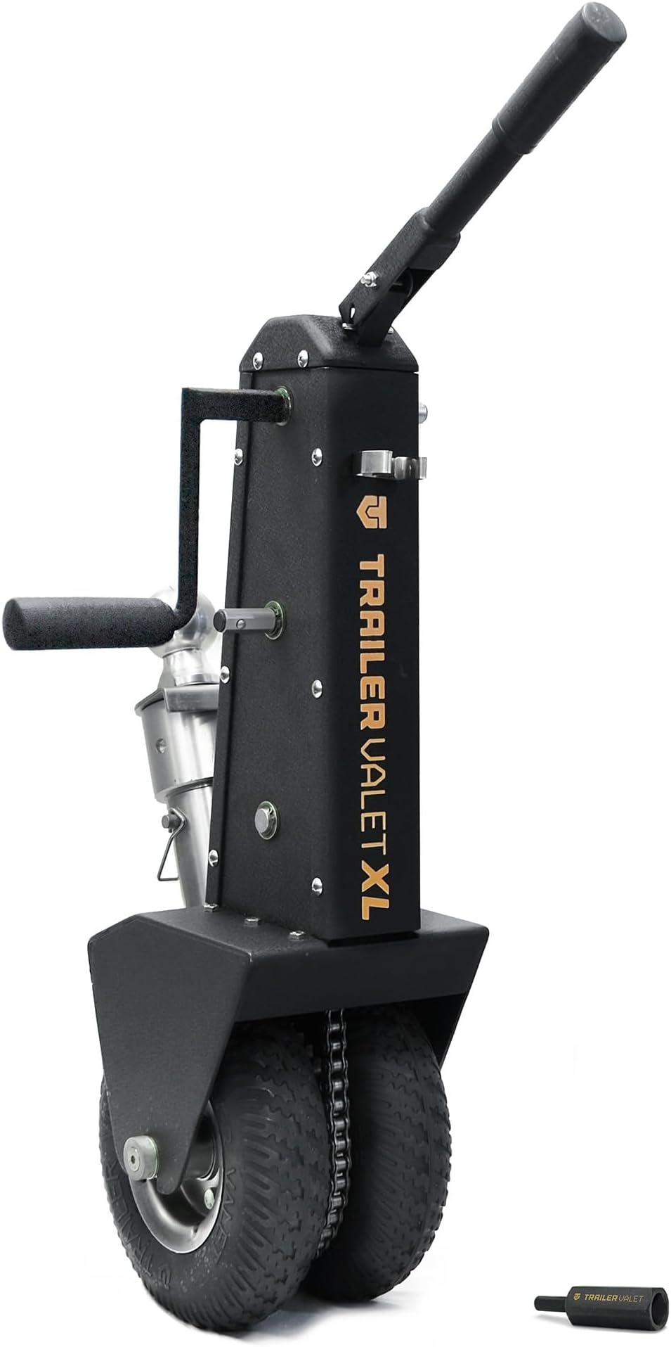 Trailer Valet XL Trailer Dolly with 2 Inch Ball – Drill-Powered or Manual Hand Crank Mover – 10,000 lbs Towing Capacity, 1,000 lbs Tongue Weight – Auto Brake, Never-Flat Tires, TVDA Included